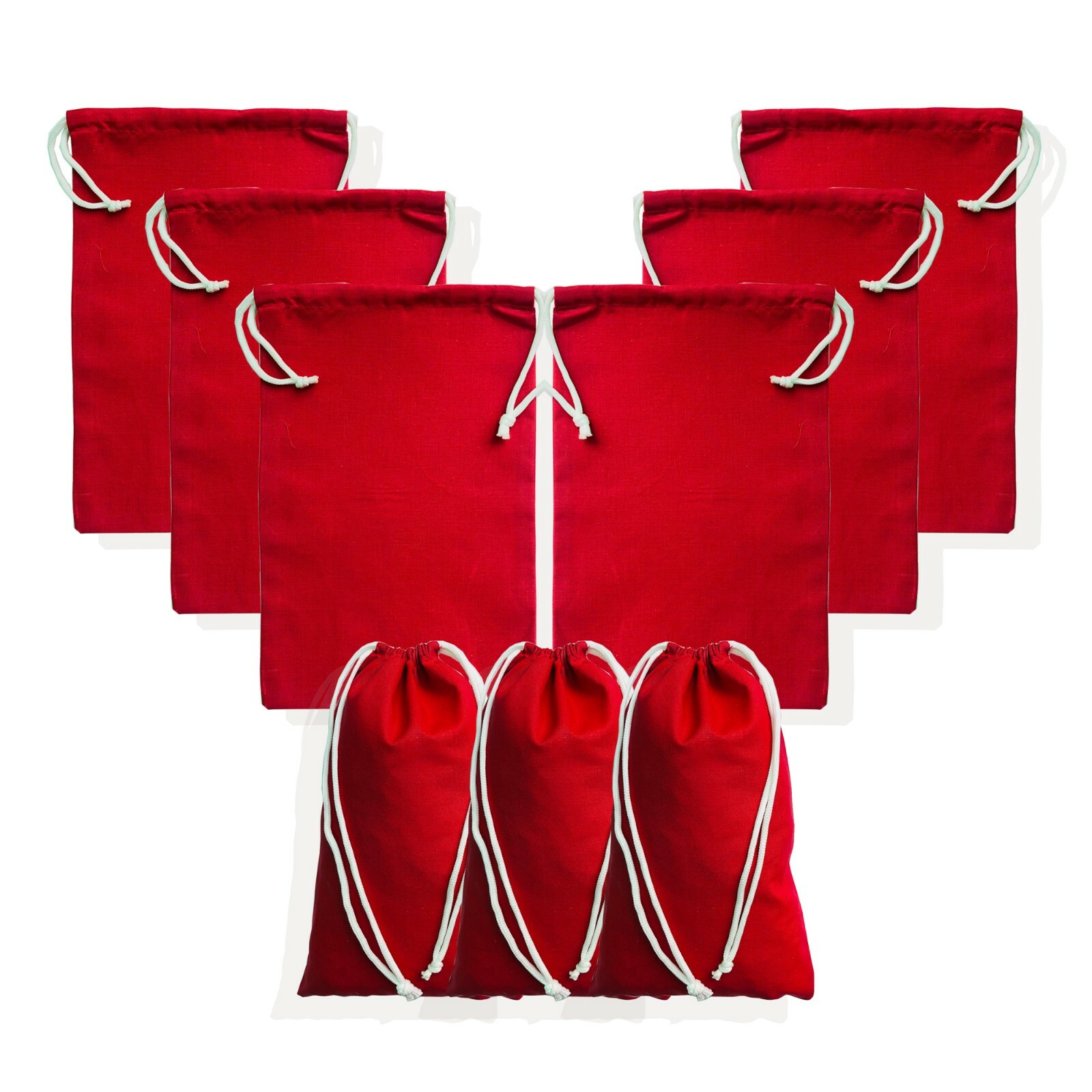 Red Poly – Cotton Bags, Reusable Produce Bags, Single Drawstring – lot