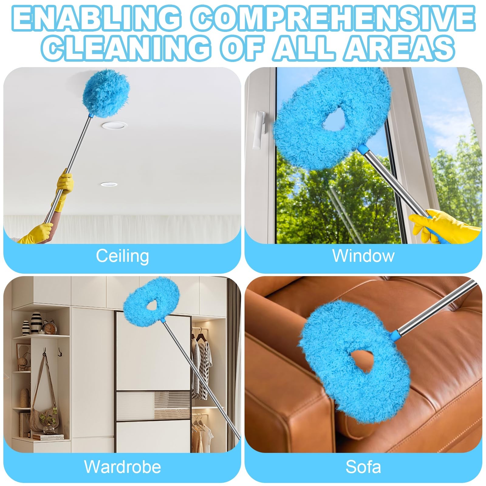 13-50 Inches Ceiling Fan Duster with Extension Pole