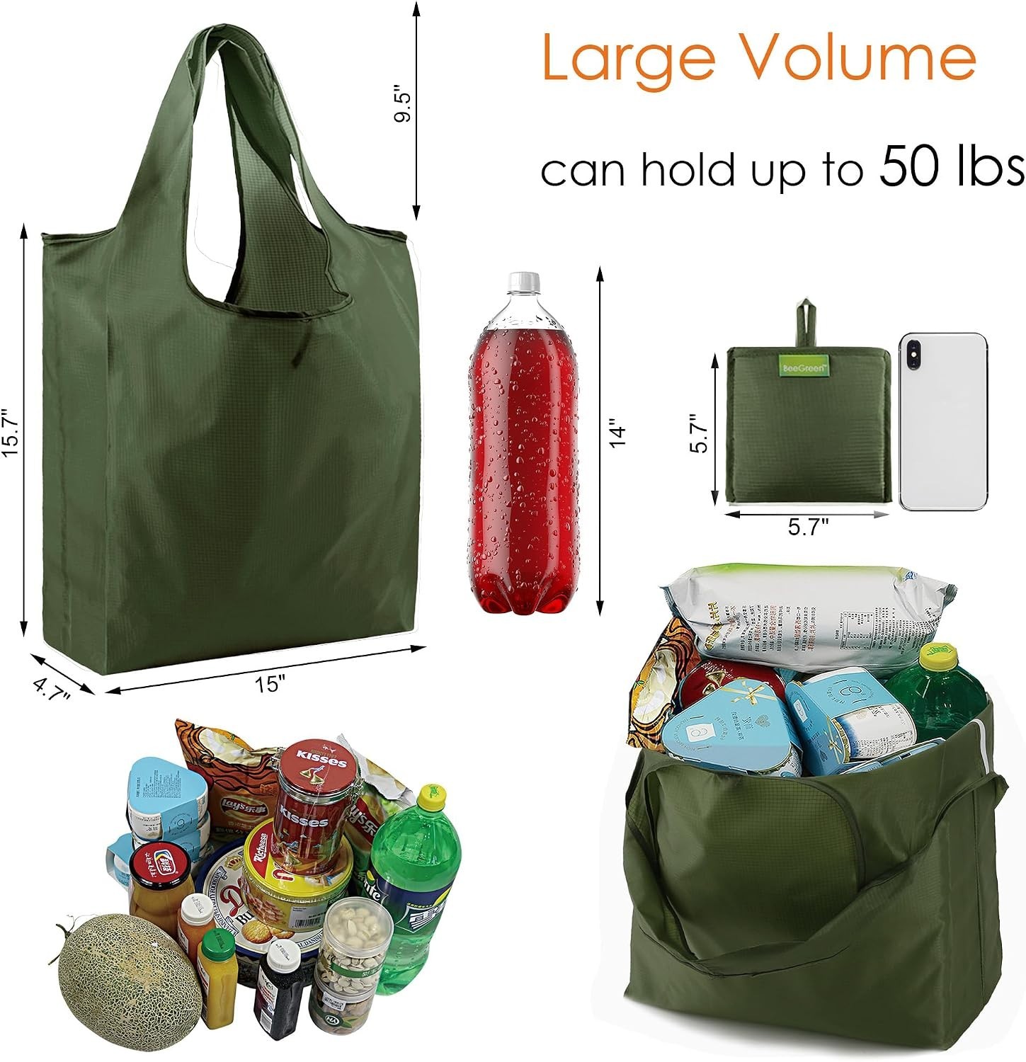 Zipper Pouch Bulk Grocery Bags – Foldable & Machine Washable