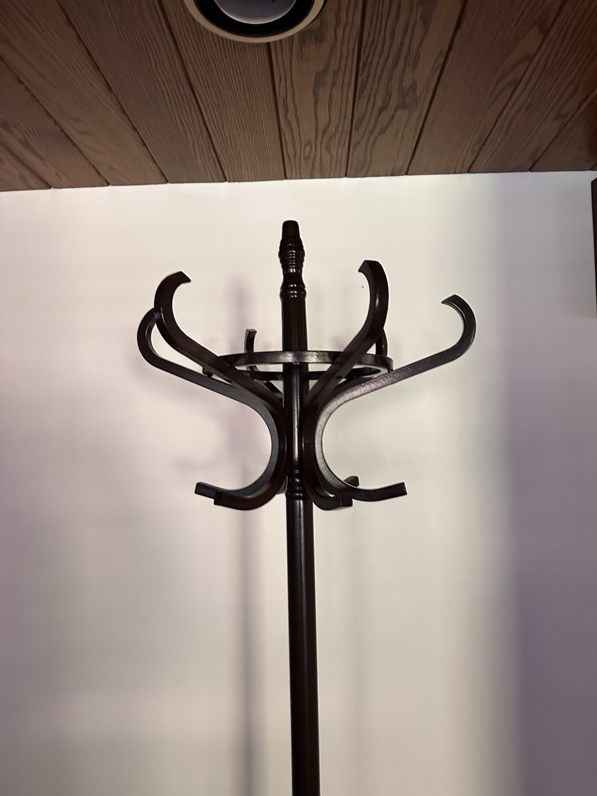 Free Standing Coat Rack Rotating Umbrella Stand Walnut Colored Solid Wood
