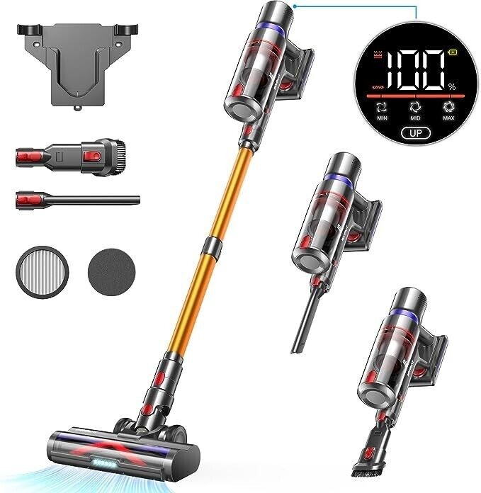 HOMPANY Cordless Vacuum Cleaner 500W/40Kpa Stick Vacuum with Touch Screen