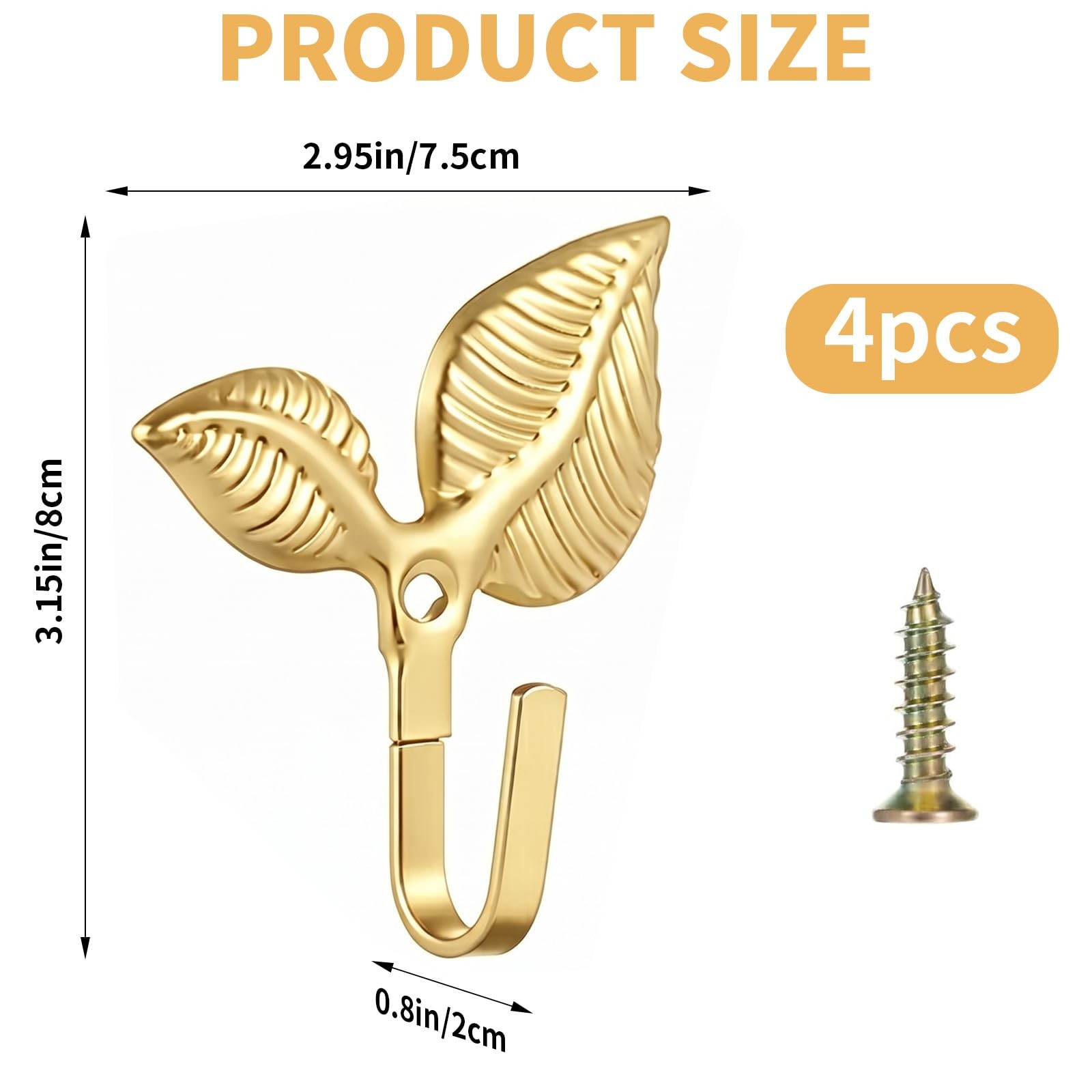 Decorative Wall Hooks Gold Leaf-Shaped, Iron Decorative Coat Hook Wall Mounte…