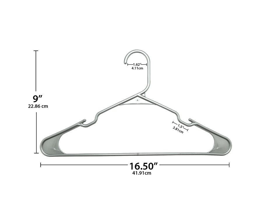 Mainstays Plastic Notched Adult Hangers for Any Clothing Type, Silver Hail 50 Ct