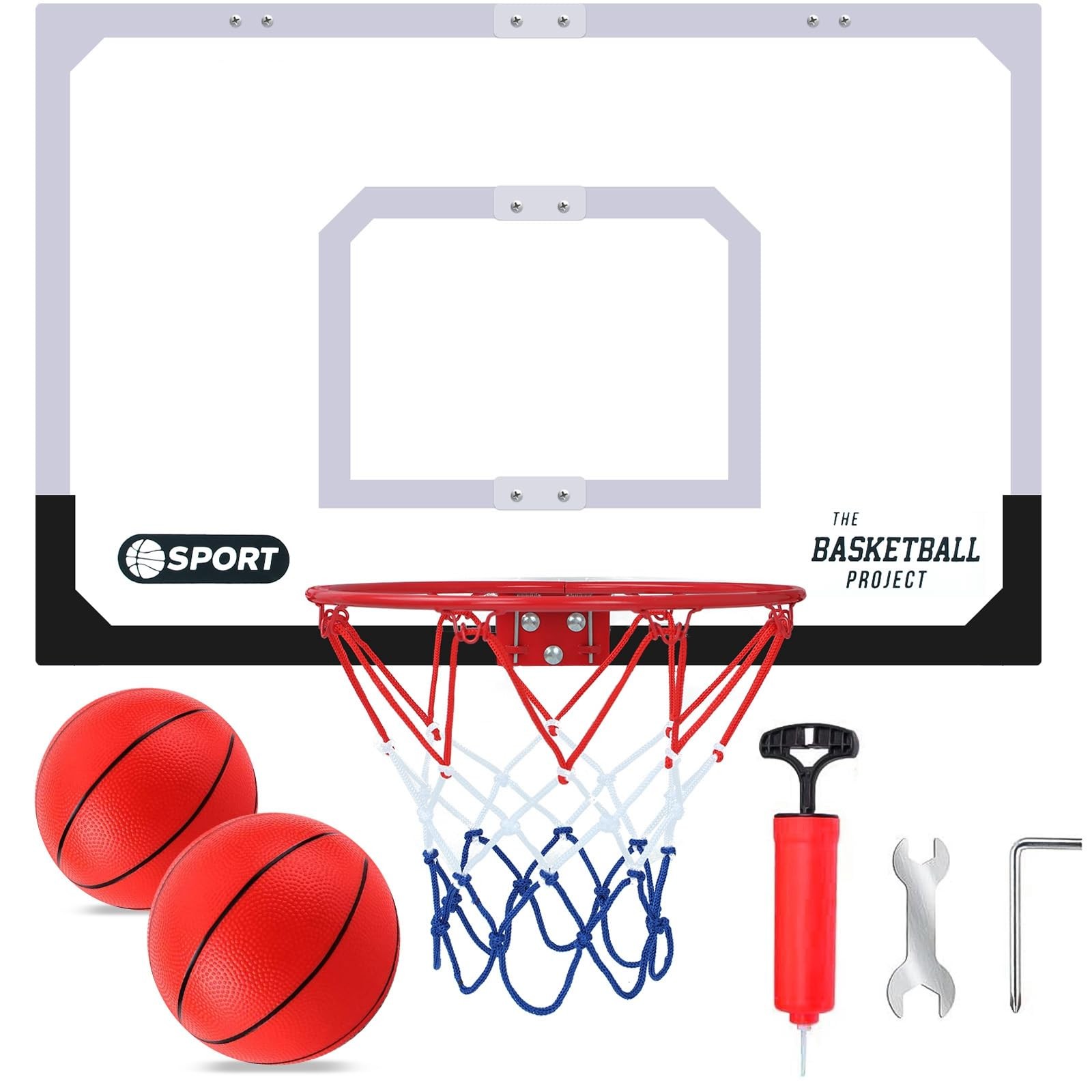Upgrade Basketball Hoop Set – Extra Large 26″ x 17″ Pro X-Large, White&Black