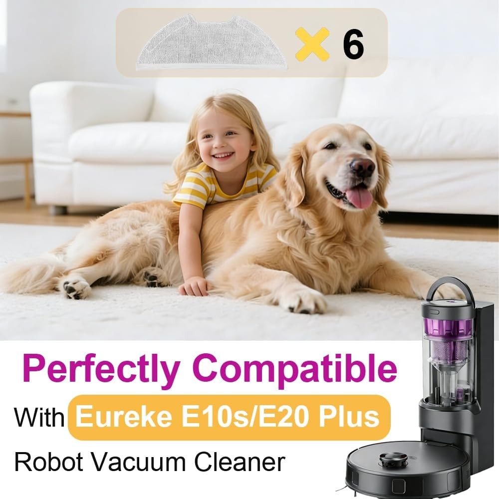 6 Pc Replacement Mop Pads Compatible with Eureka E20 Plus E10s Vacuum Cleaner
