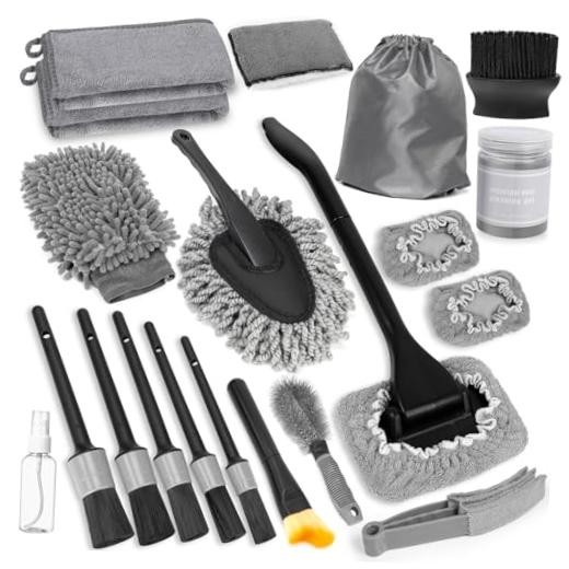 20Pcs Windshield Cleaner Tool – Car Interior Detailing Brush Kit with 200g