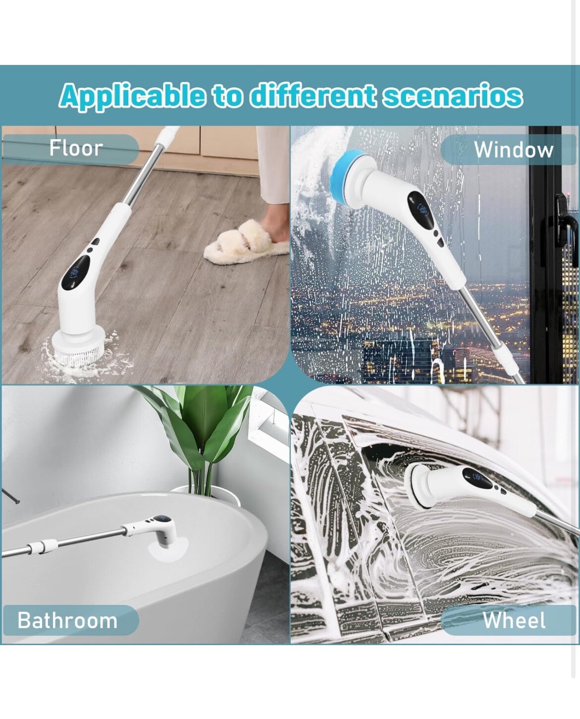9 in 1 Electric Spin Scrubber Rapid Scrubber Cleaning Brush Cordless Chargeable