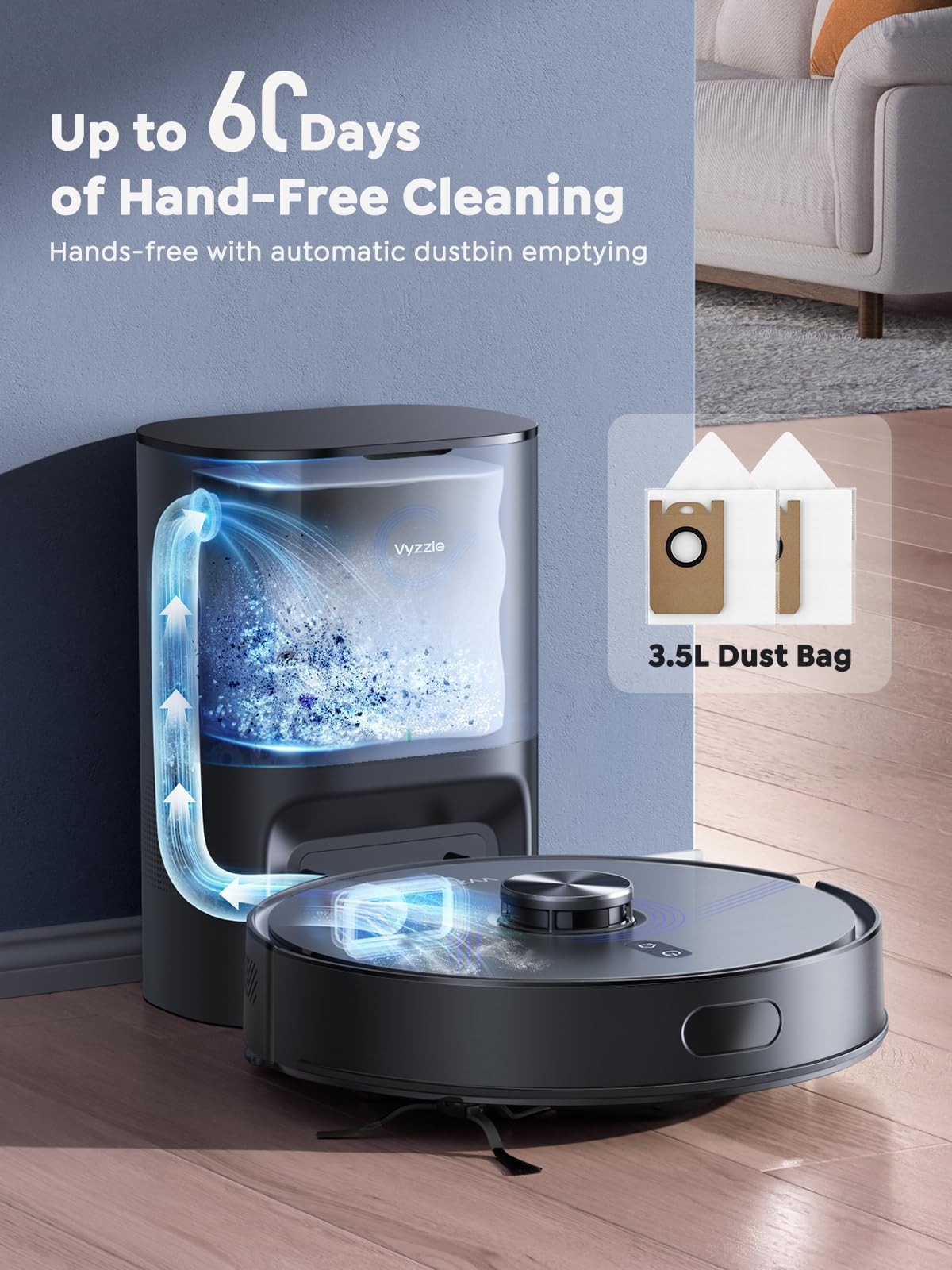 Vyzzle Robot Vacuum and Mop, 8000Pa Self Emptying Robot Vacuum with LiDAR Nav…