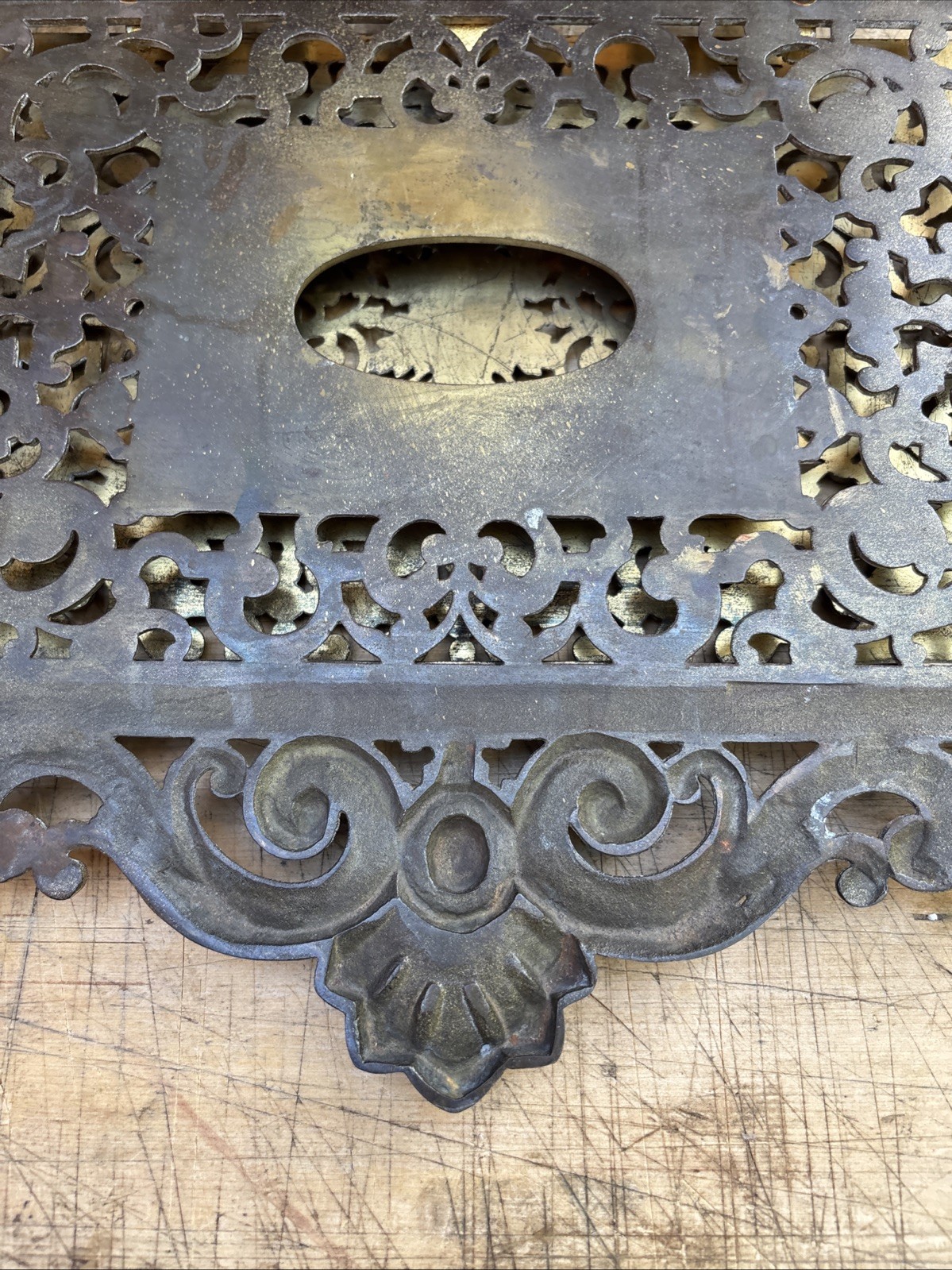 Antique Ornate Renaissance Design Solid Brass Wall Mounted Mail/ Magazine Holder