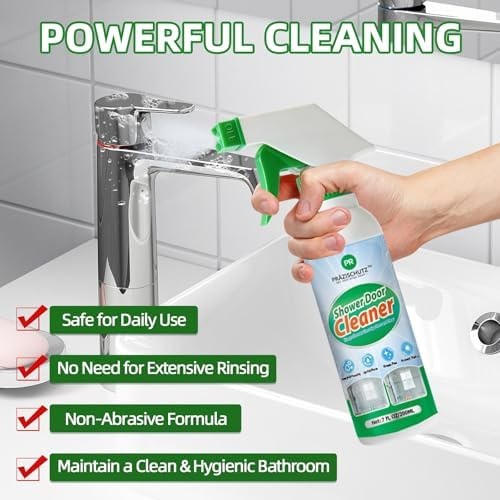 Bathroom Glass Cleaner Spray – Removes Limescale, Soap Scum, and Oil Film, St…