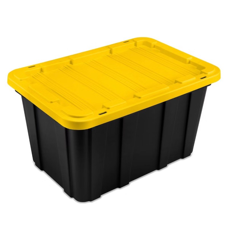 27gal Heavy Duty Storage Tote Black with Yellow Lid