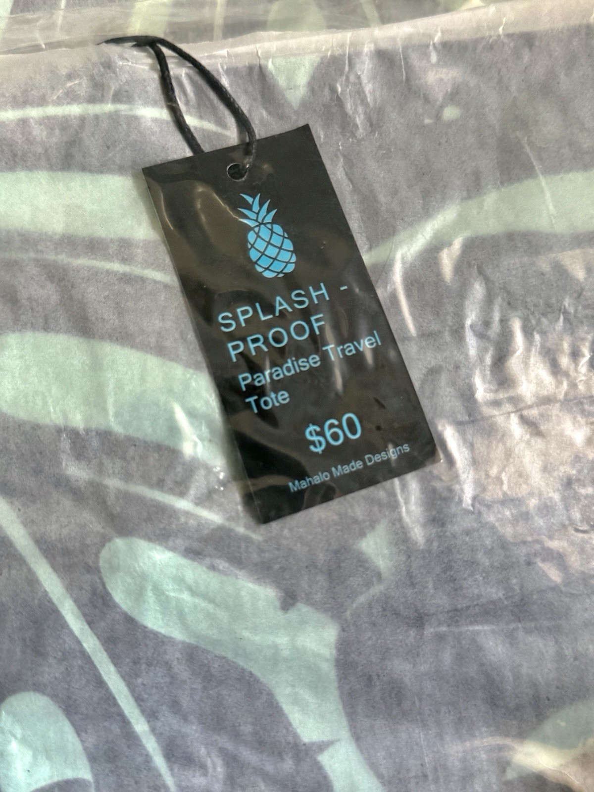 Splash-Proof Packable BEACH BAGS! TOTE ONLY White/Blue 19×14.5×6