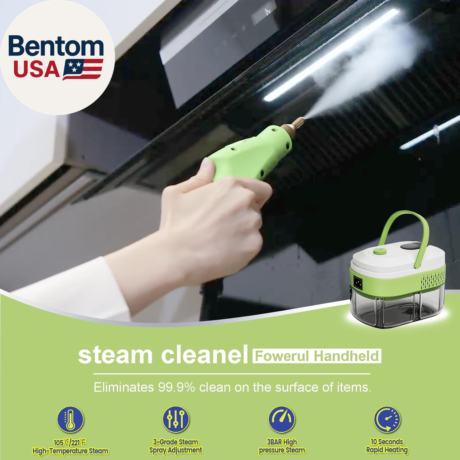 Steam Cleaner,15S Heat-Up,1.4L Tank,Steamer for Cleaning with 10 Pcs Accessories