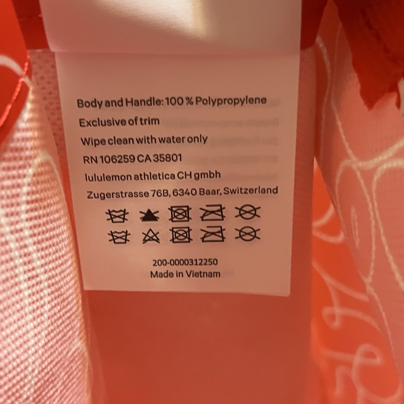 Lululemon Large Red & White Logo Reusable Shopping Bag All-Over Print