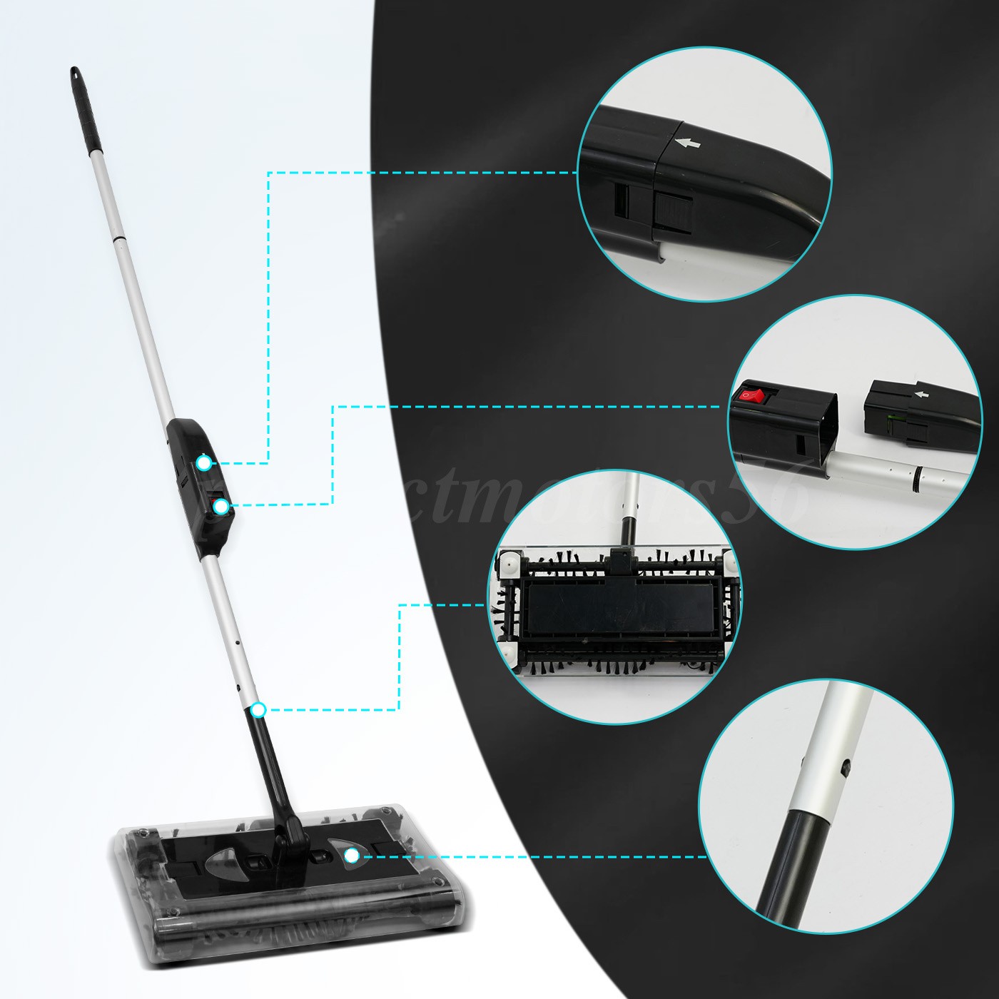 Cordless Vacuum Cleaner Foldable Sweeping Machine Household 360° Portable 45in