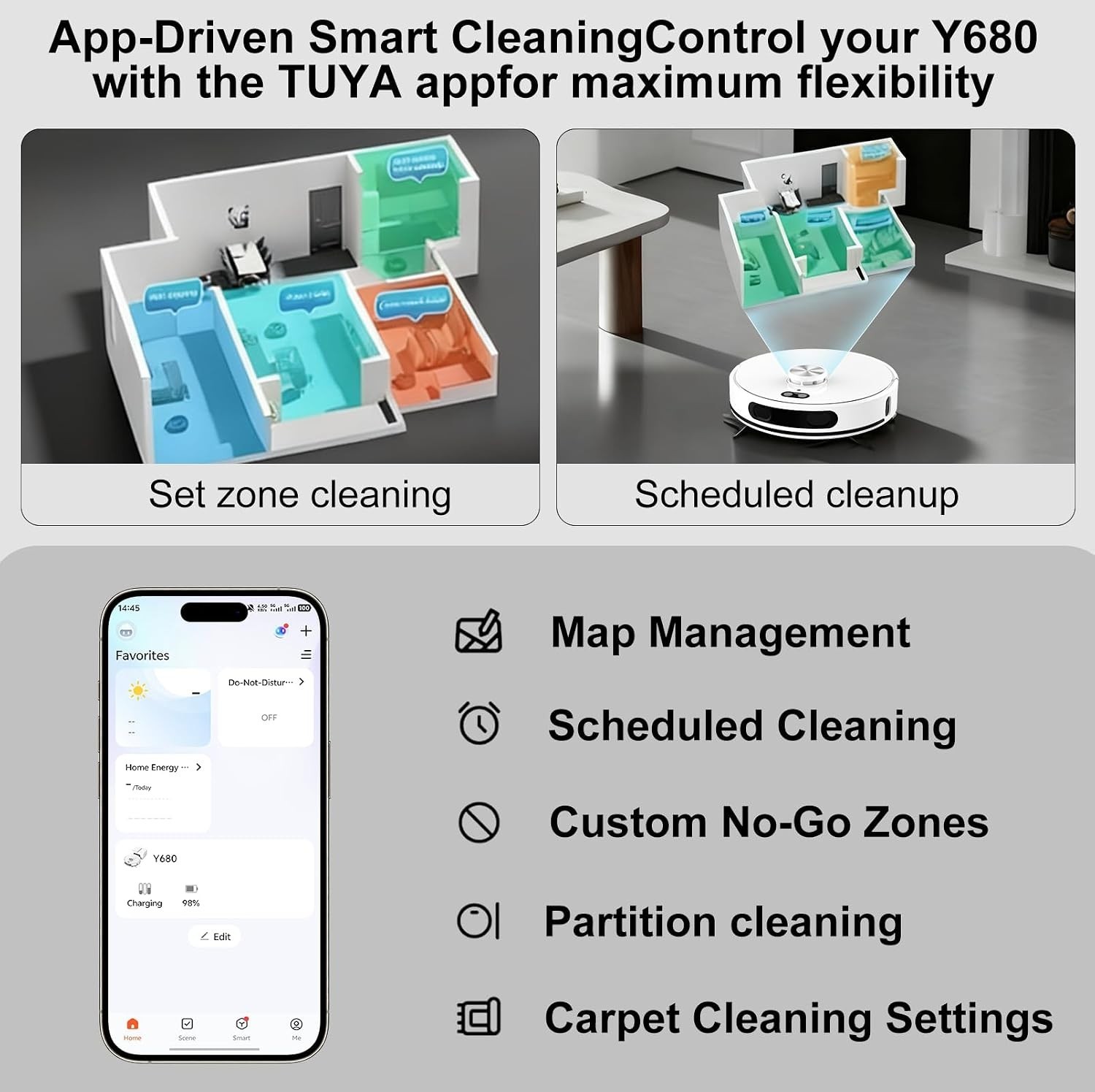 Robot Vacuum and Mop Self-Emptying Up to 8000Pa Robot Vacuum 60-Day Hands-Free