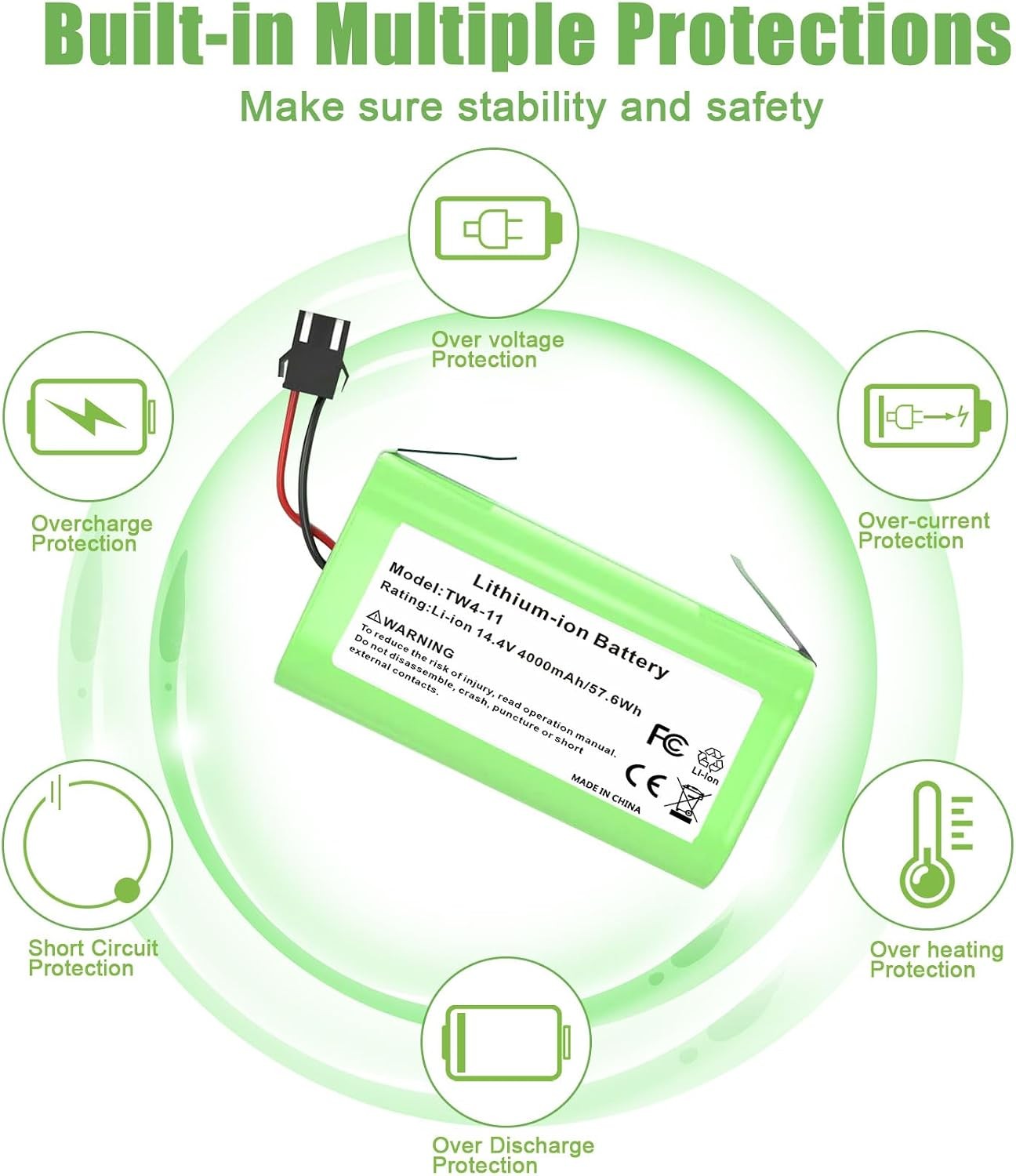 4000mAh 14.4V Replacement Battery for Eufy Ecovacs Deebot Robot Vacuum for Eufy