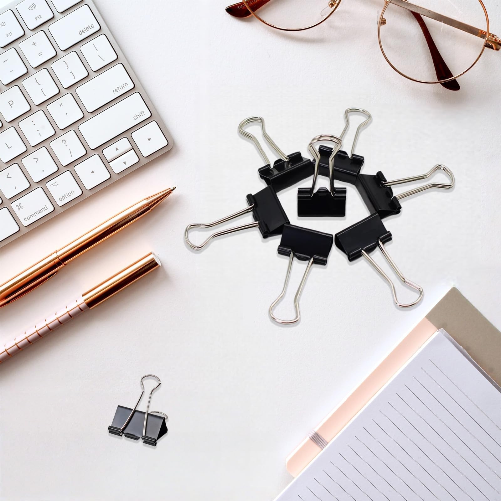 Binder Clips Assorted Sizes, 140 4 sizes, 0.6in, 0.75in, 1 in, 1.26 Black