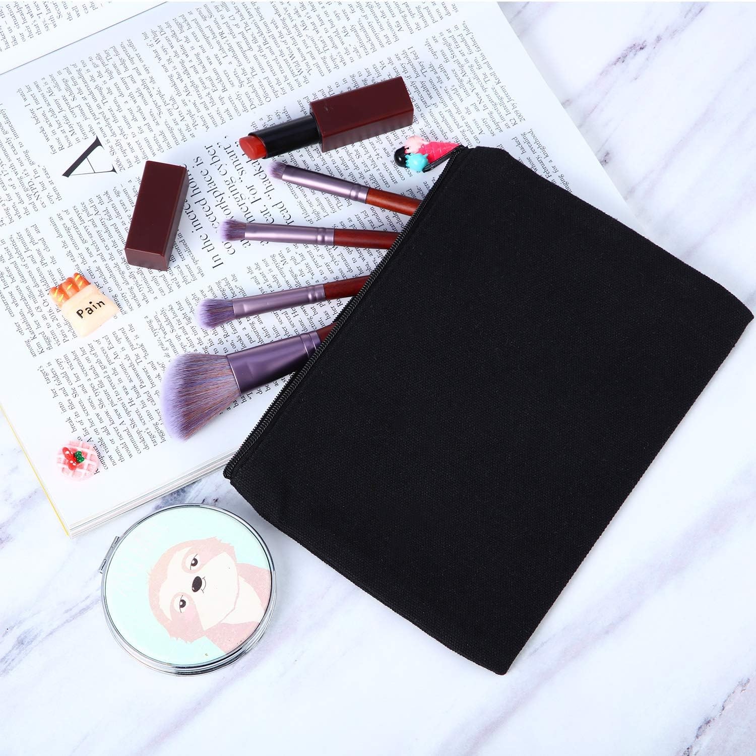 Blank Canvas Pouch Zipper Cosmetic Bag Bulk Plain Makeup Pouch