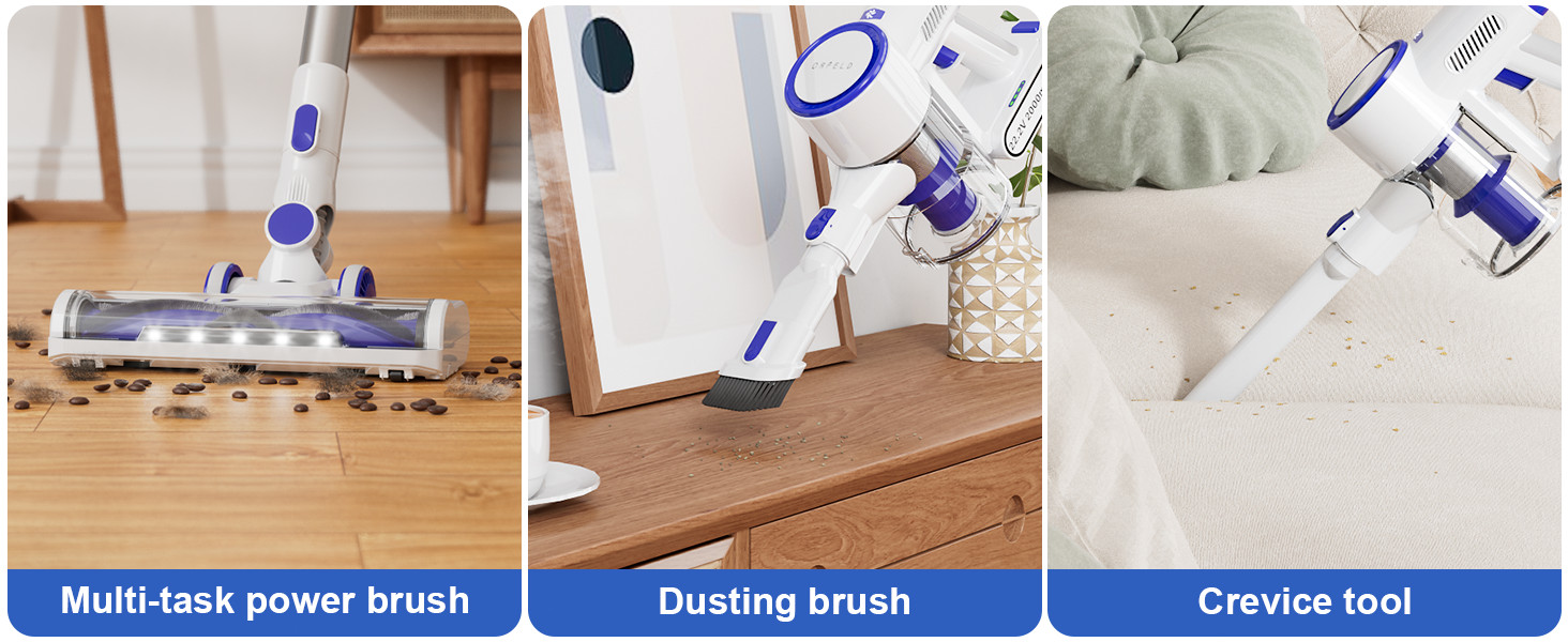Cordless Vacuum Cleaner 50KPA Lightweight Stick Pet Hair Hardwood Floor Carpet