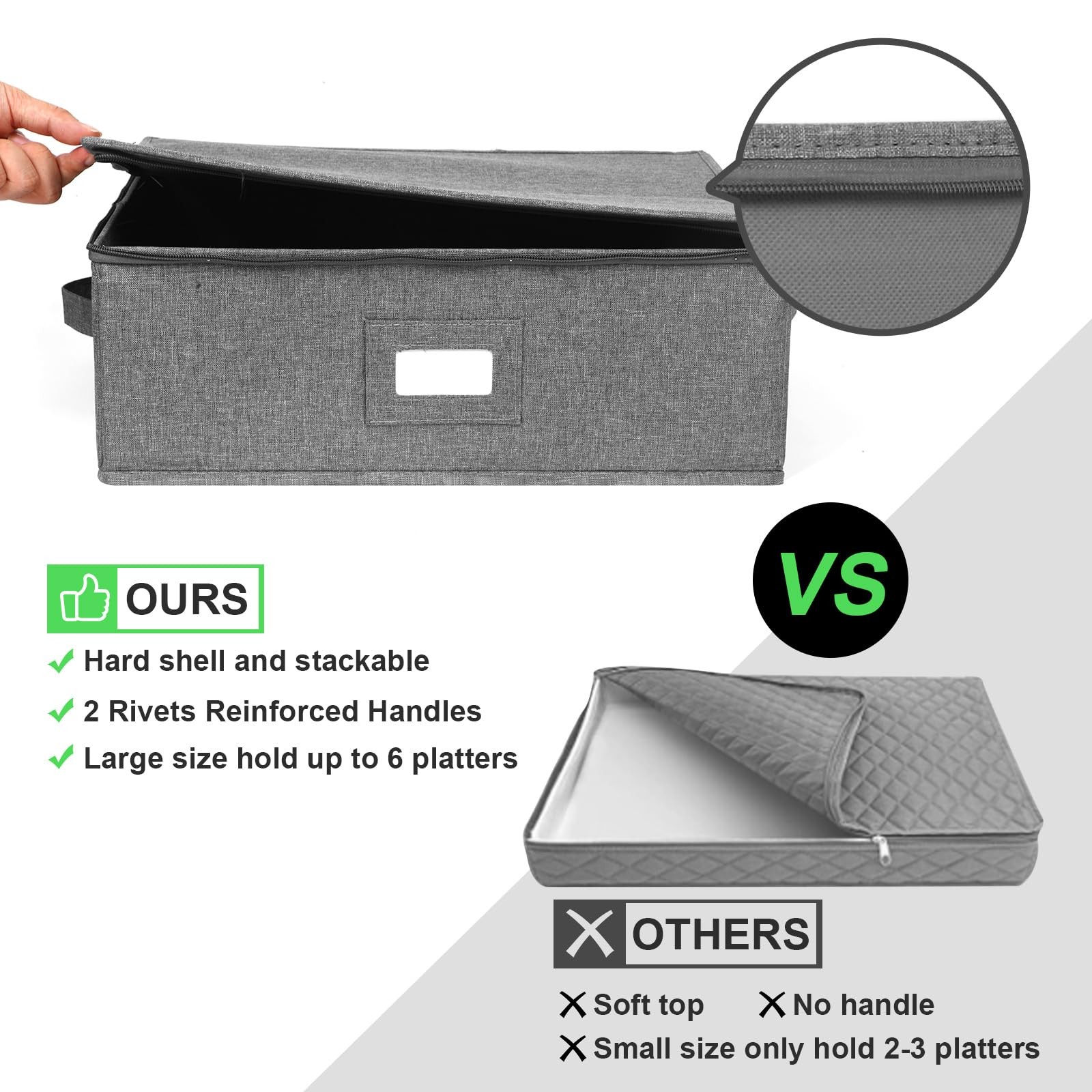 China Storage Containers Hard Shell 2-Pack, Platter Storage Case 17″x13″x6″