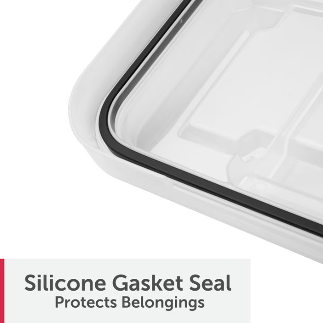 4 Pack Sterilite 34 Qt Gasket Storage Box Clear Plastic Bin w/ Lid Black