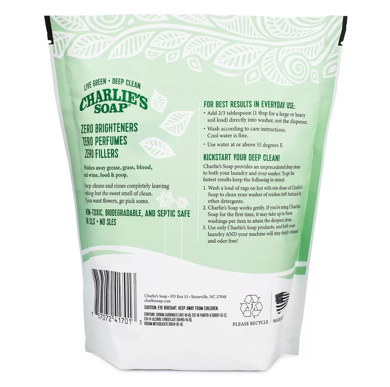 Charlies Soap Laundry Powder (100 Loads, 6 Pack) Hypoallergenic Deep Cleaning