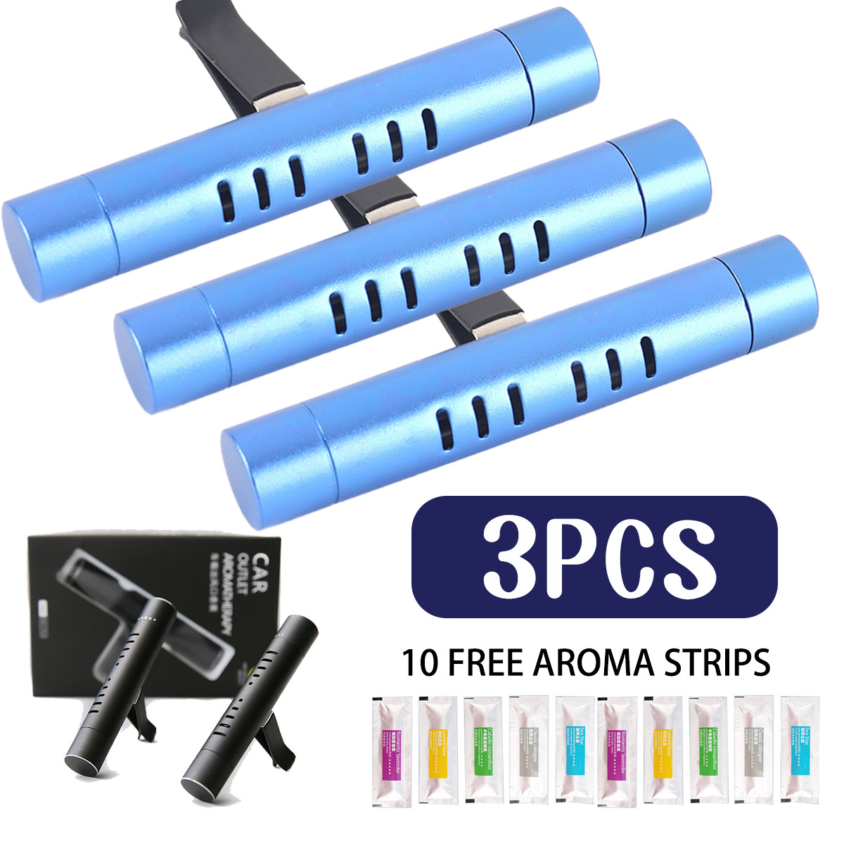 Car Air Freshener Strips 4 Colors, Long Lasting Vent Clip Accessories