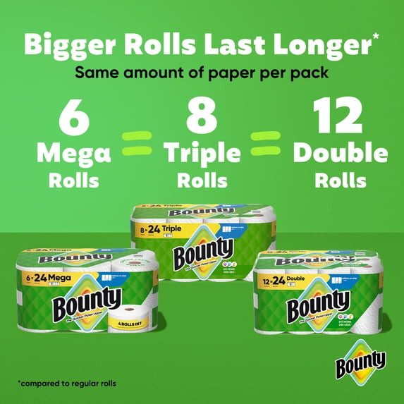 Bounty Paper Towels Select-A-Size White, 8 Triple Rolls, 123 Sheets per Roll