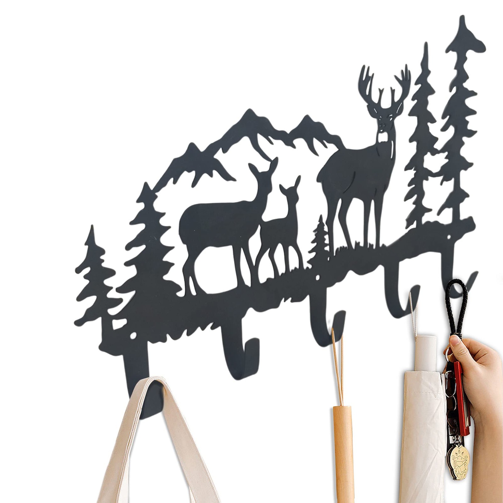 Metal 5-Hook Deer Storage, Coated Wall Mount, 15.8×9.65×1.1 inches, 35lbs Cap…