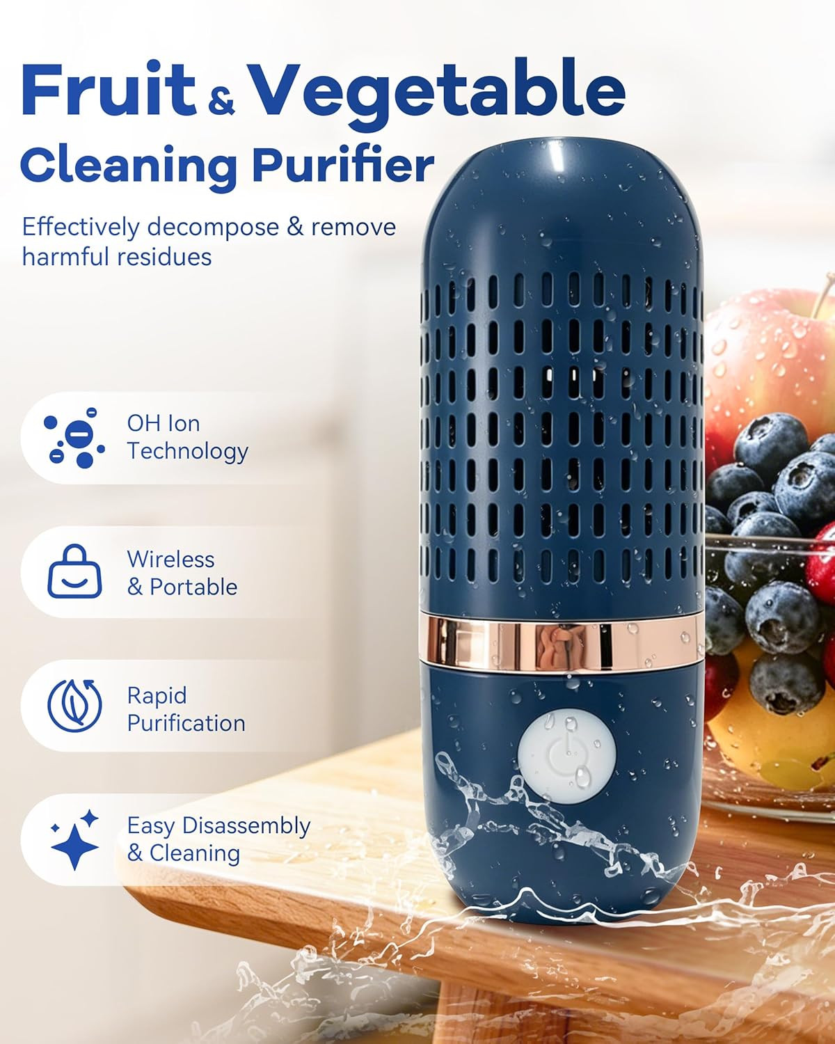 Produce Cleaner & Vegetable Cleaner with Oh-Ion Technology, Wireless Rechargeabl