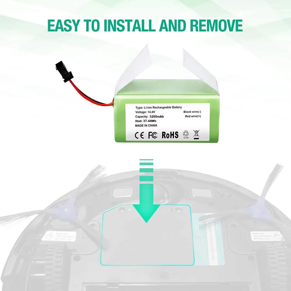 14.4V 2600mAh Replacement Battery Compatible with eufy RoboVac 11 11C 11S Plus