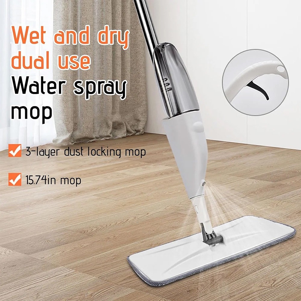 Spray Mop with 3 Washable Pads Refillable Bottle 360° Microfiber Floor Cleaner