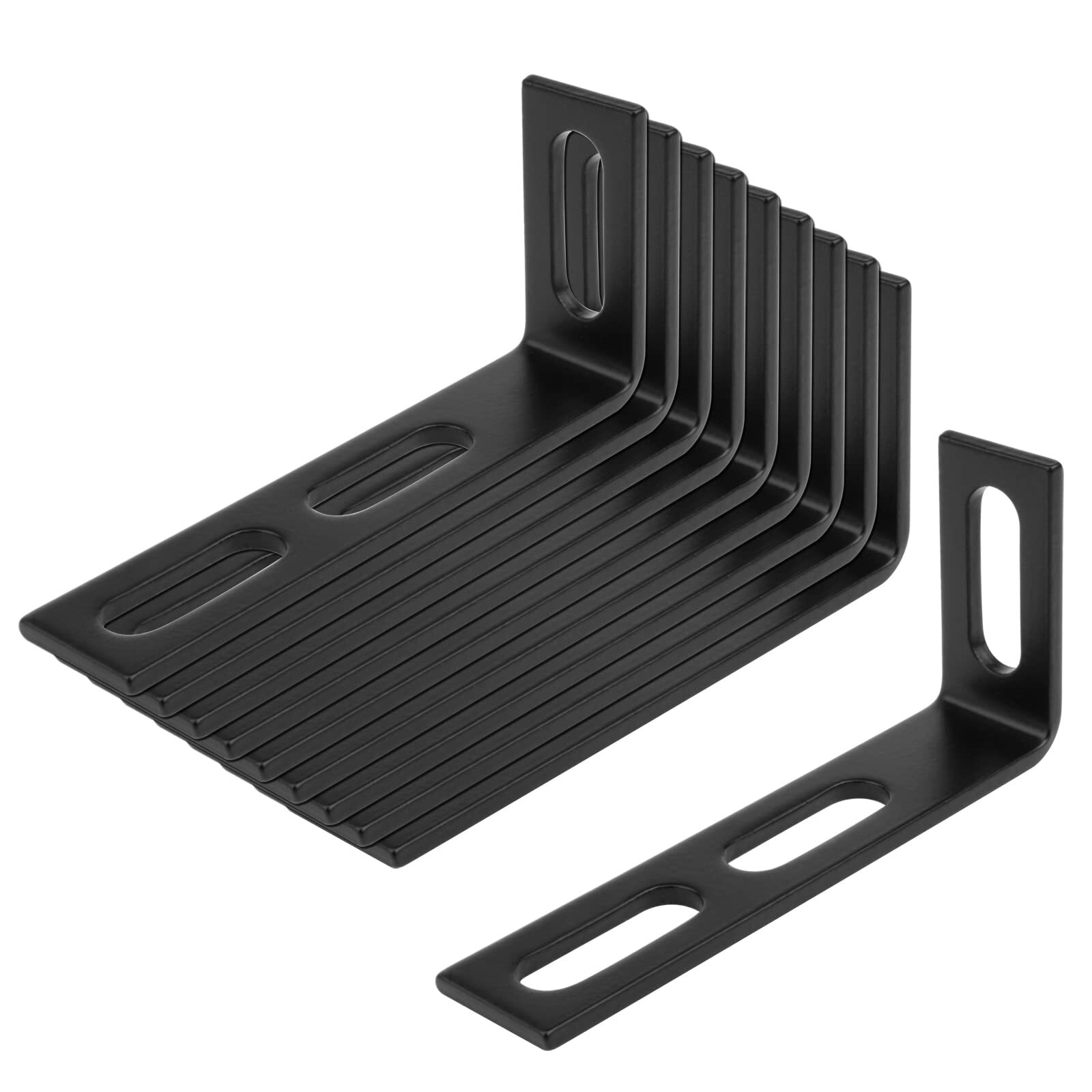 10 Pcs 4¼ x 2 inch Black Adjustable L Shaped Bracket with 3 Slot Hole Steel 9…