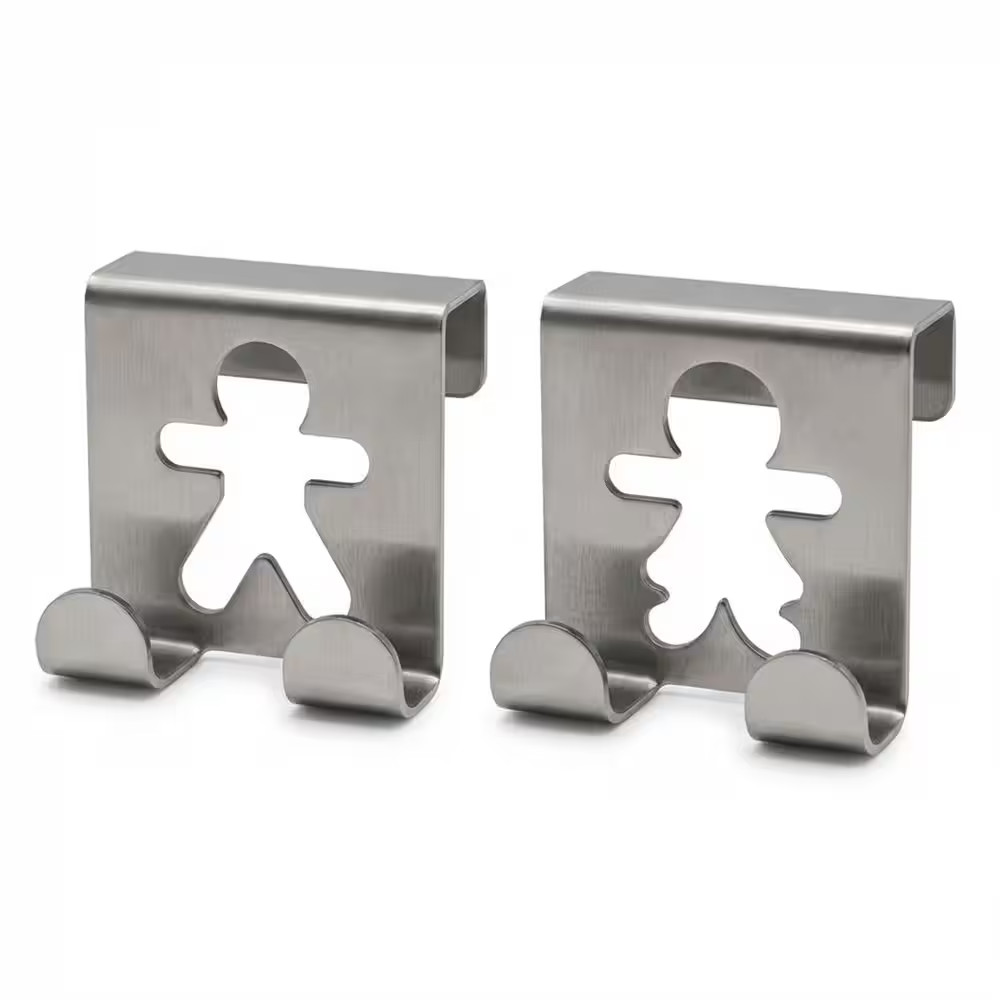 Stainless Steel 2 Lbs. over Cabinet Door Hooks, Fellow Couple Upto 3/4 In. (Set