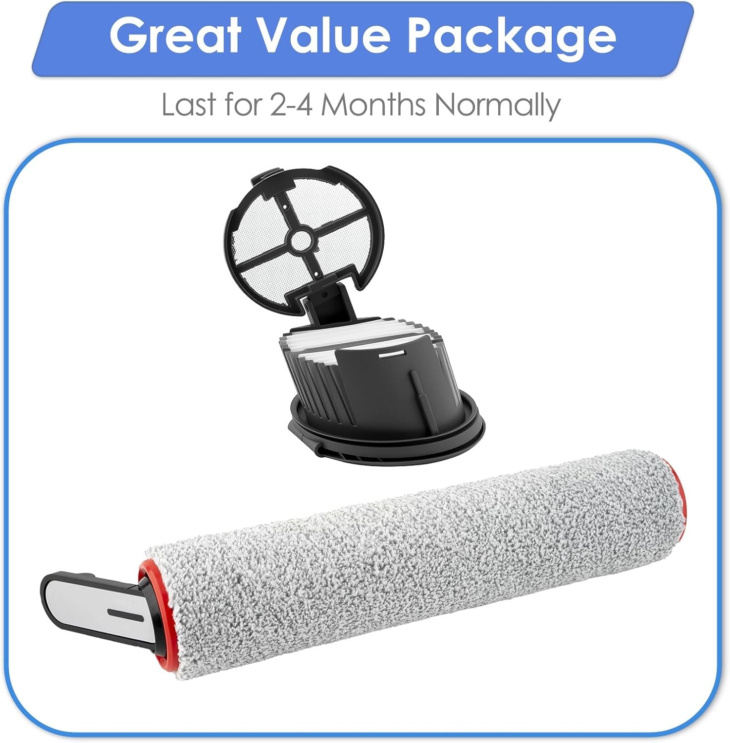 2 Pack H14 Pro Replacement Roller Brushes and HEPA Filters Compatible