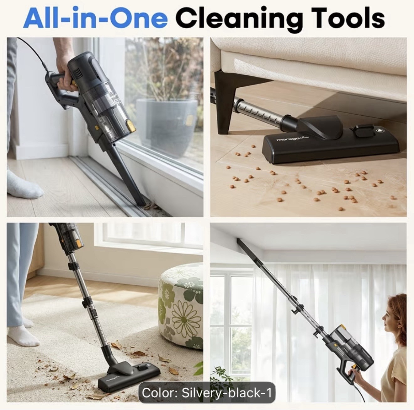 MONSGA 600W Corded Stick Vacuum Cleaner 45KPa Lightweight Pet Hair Black