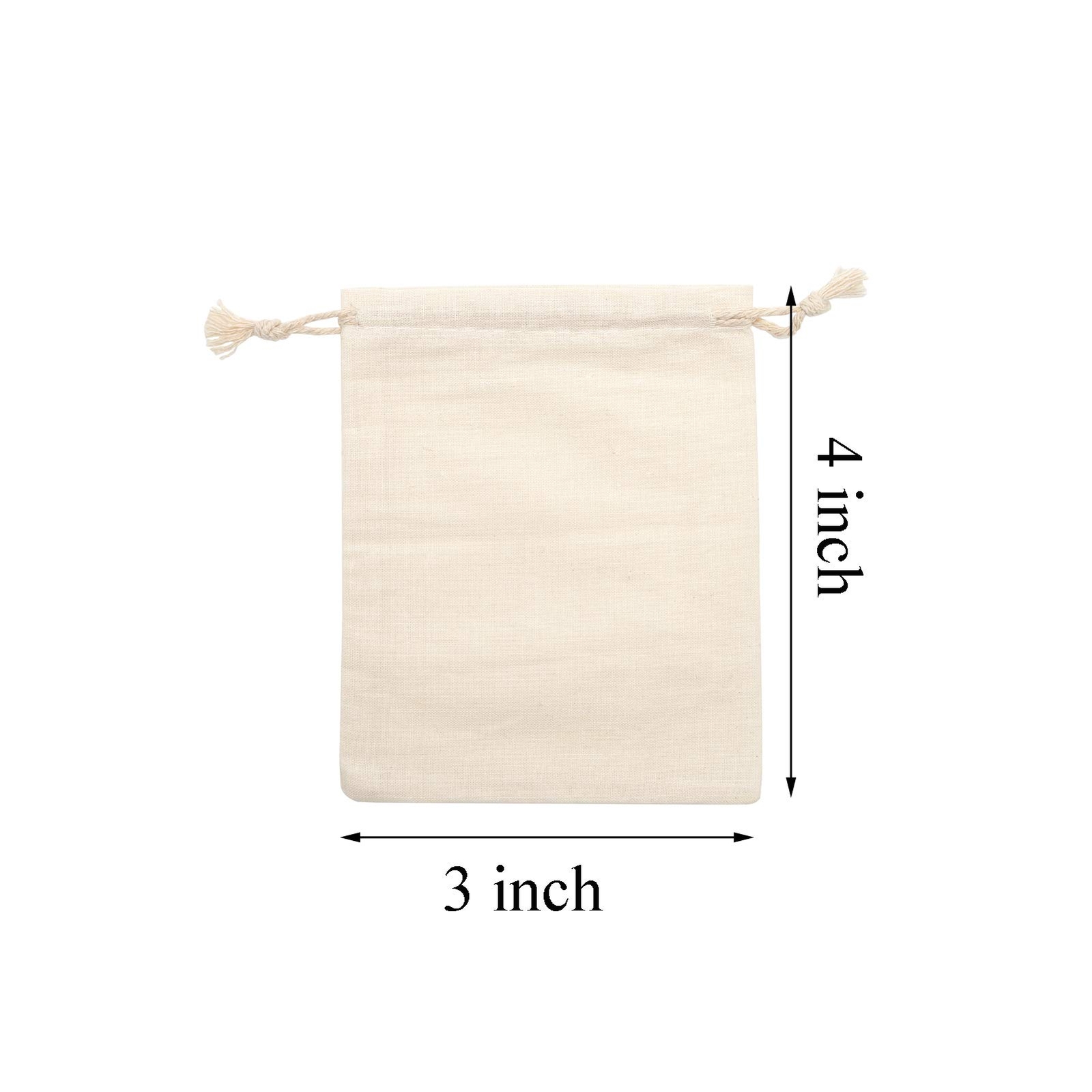 50 Pieces 3×4 Inches Cotton Drawstring Bags Reusable Muslin Sachet Bag for Pa…