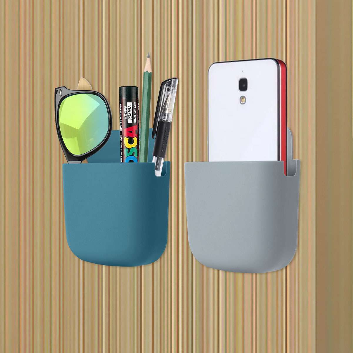 2PCS Wall Mounted Smart TV Remote Control Holder Home Offices Organiser Case