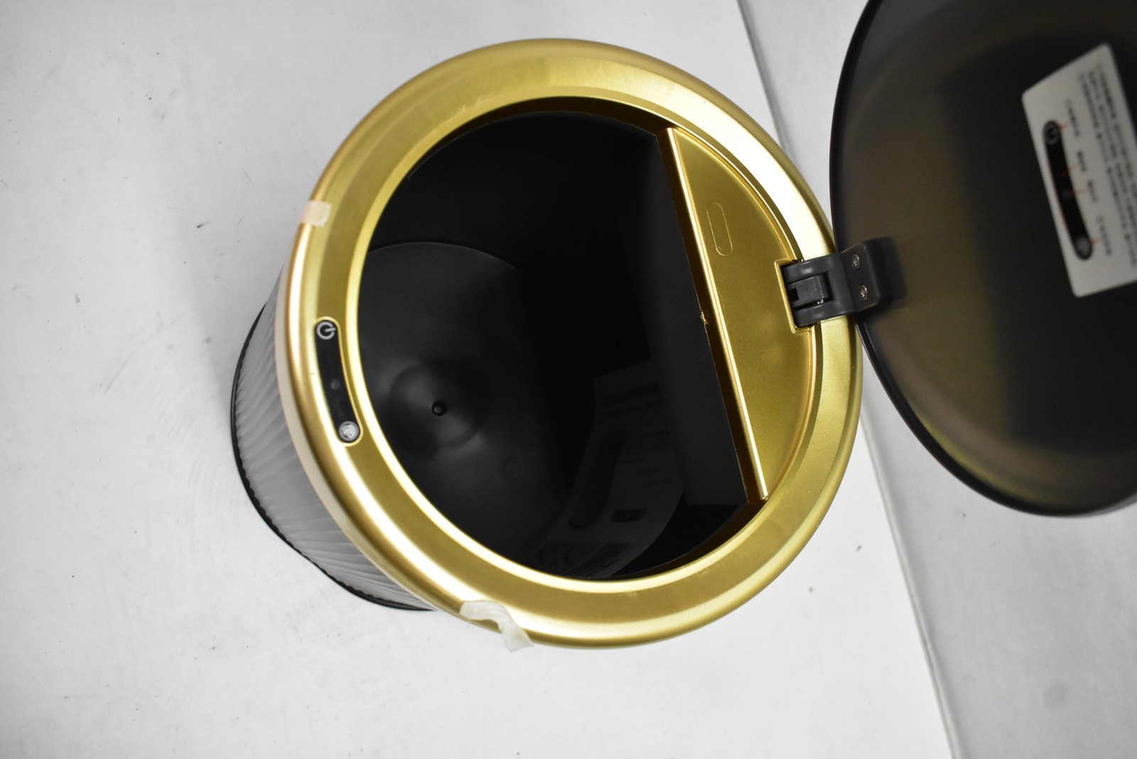 FEIDASH Automatic Sensor Trash Can Touchless 23.5×27.5cm Black Gold Smart TG6120