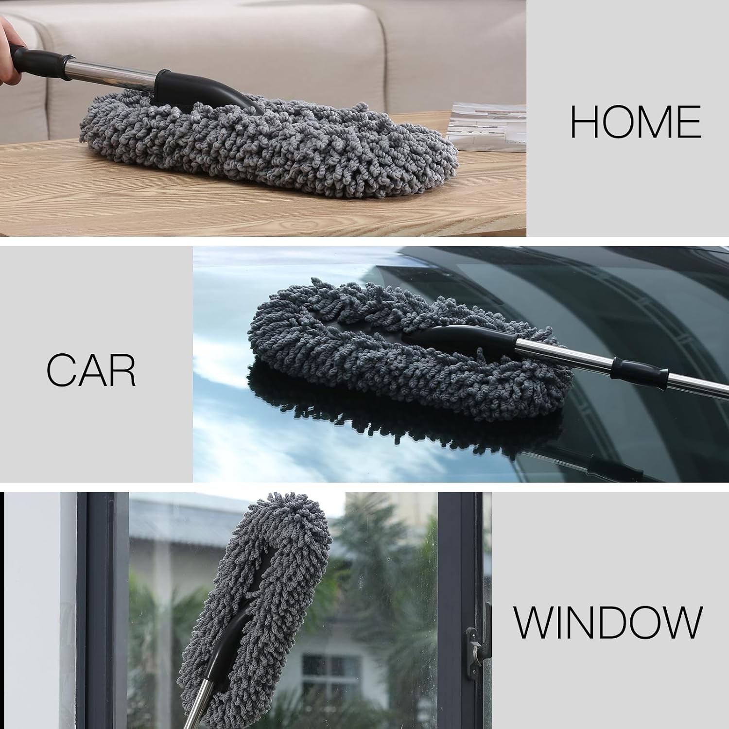 3 Pack Large Microfiber Car Duster Exterior Scratch Free with Extendable, Car