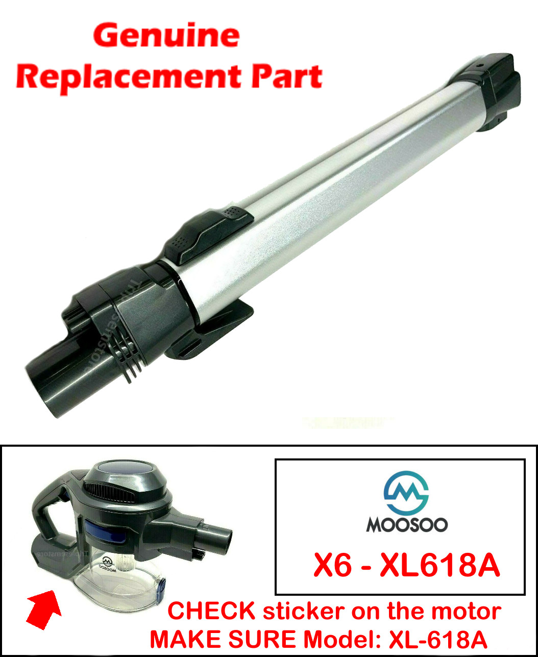 New MOOSOO XL-618A Cordless Stick Vacuum Cleaner Adjustable Wand Tube Pipe Only