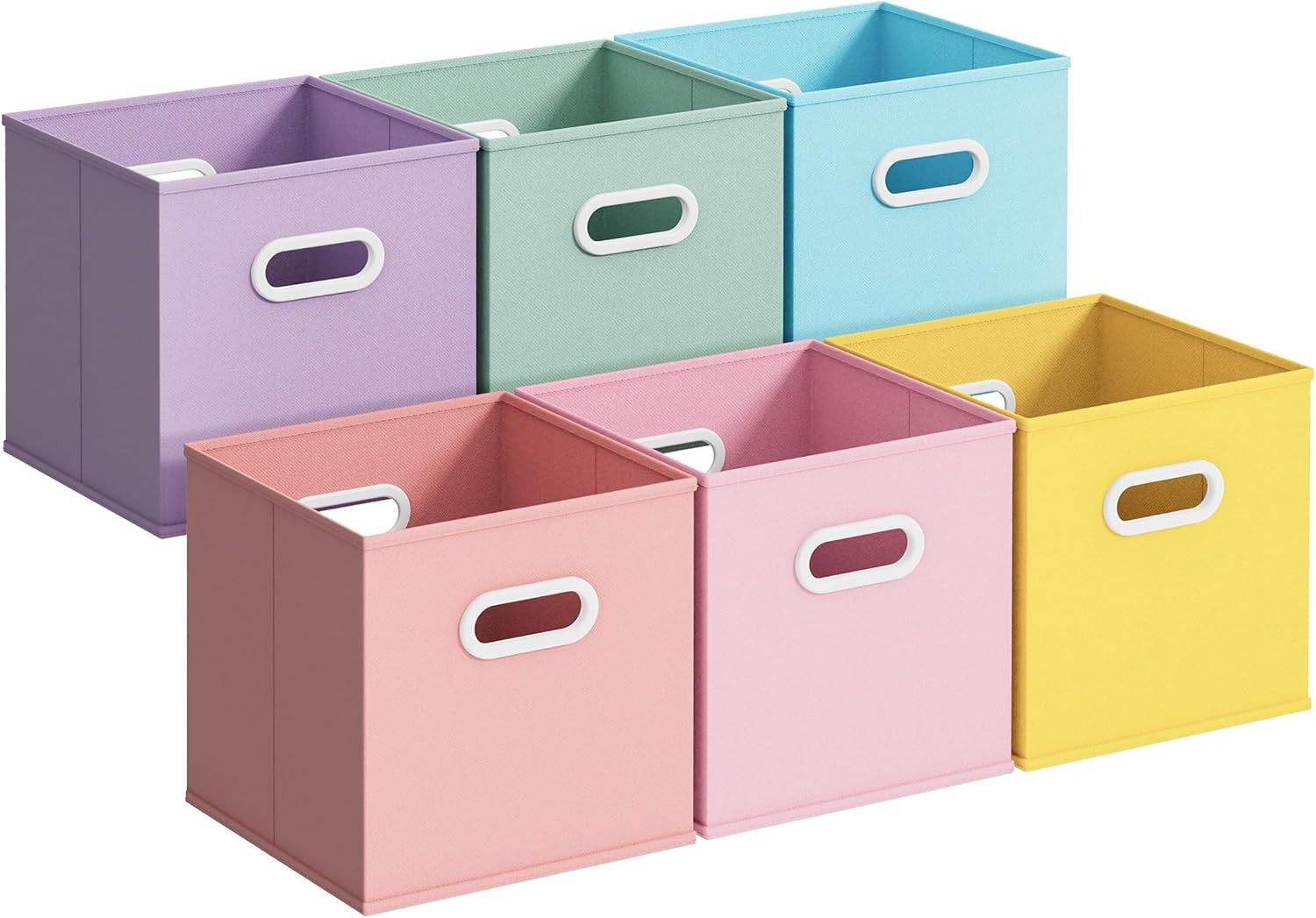 Fabric Storage Cubes Bins, 11 Inch Fun Colored Foldable Storage Baskets with Dua