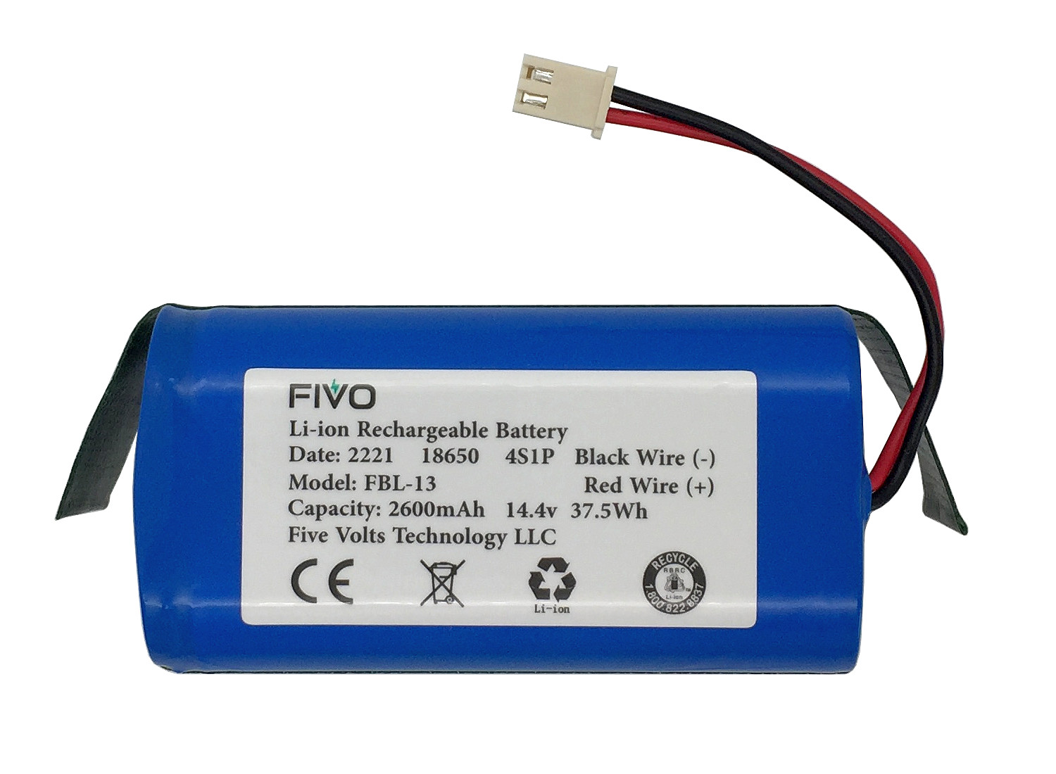 Replacement Battery for Shark Ion R75 RV85 RV850 RV750-N RVBAT850(2-prongs plug)
