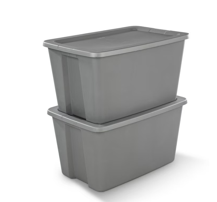 Sterilite 30 Gal Storage Bin w/ Lid Gray Heavy Duty Plastic Container Large