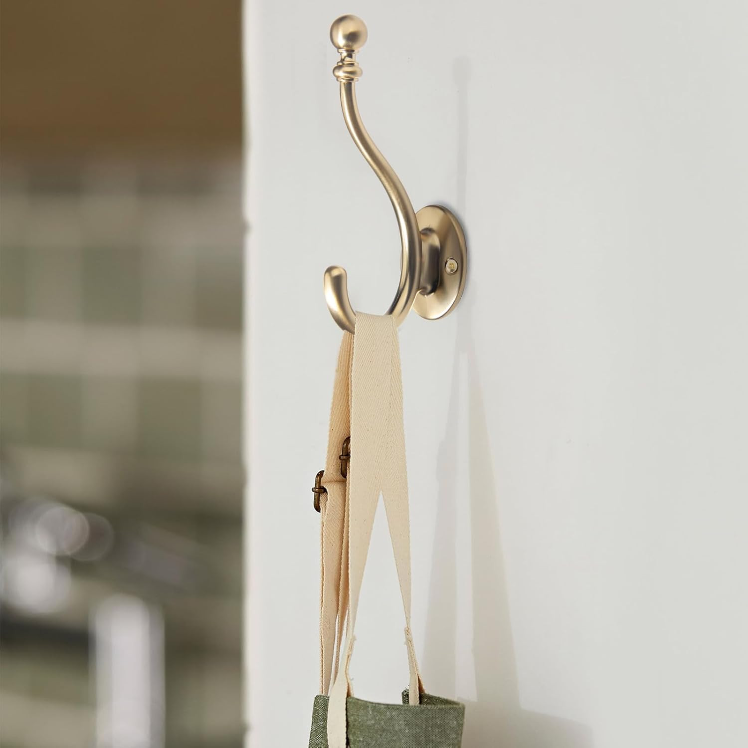 Towel Hooks Bathroom – 5 Pack Champagne Bronze Coat Hook Robe Hooks Decorative W