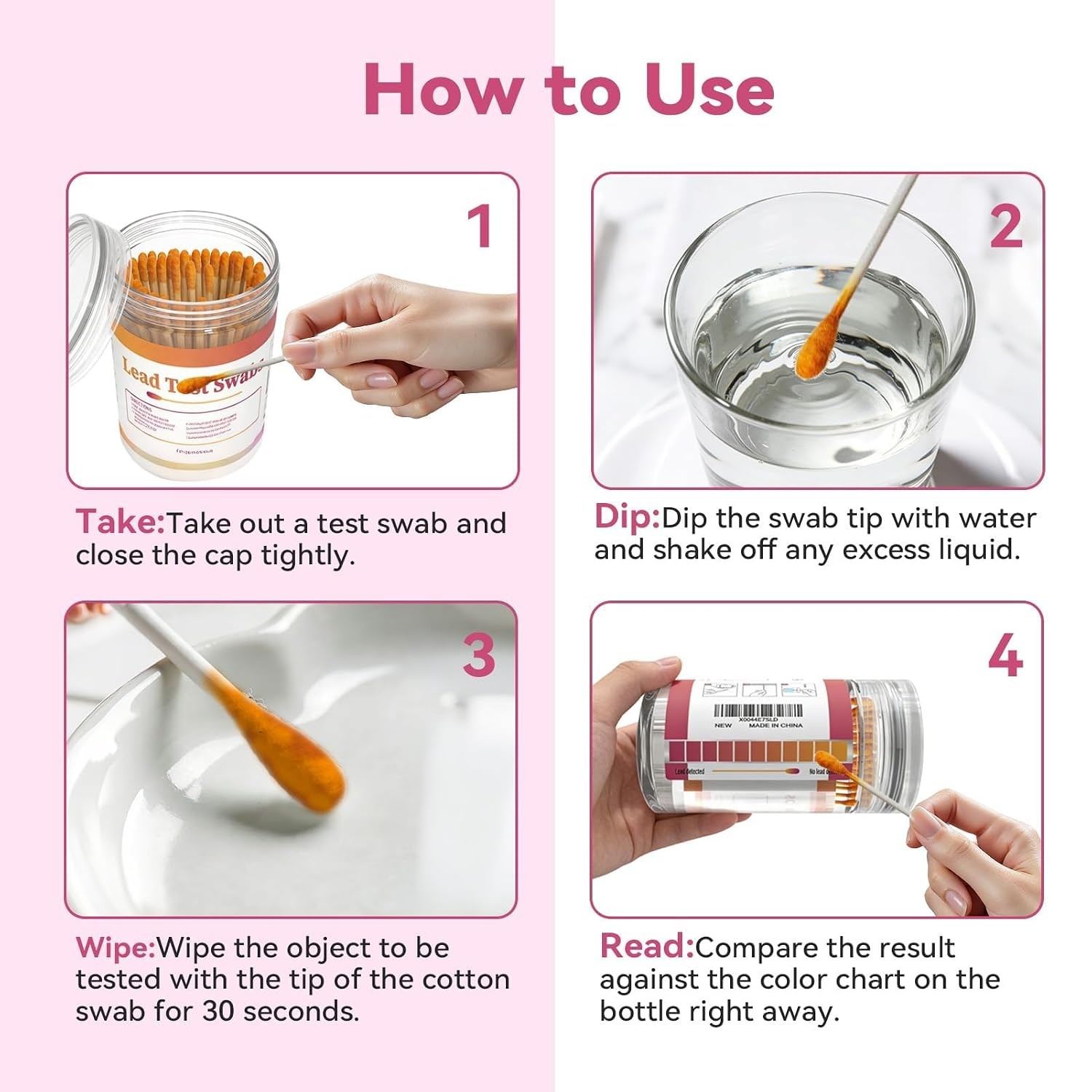 Lead Paint Detection Kit 30 High Sensitivity Lead Test Swabs for Dishes Paint