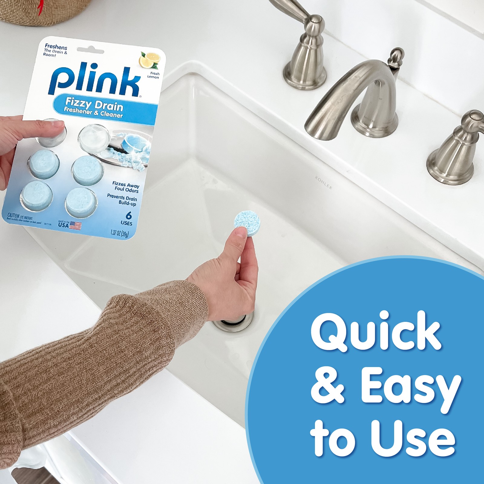 COMPAC HOME Plink Kitchen Drain Cleaner & Deodorizer, Lemon Fresh Scent