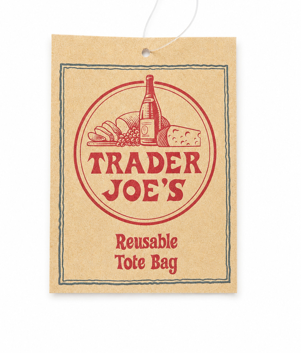 TRADER JOE’S LARGE CANVAS HEAVY REUSABLE BAG — LARGE NAVY BLUE