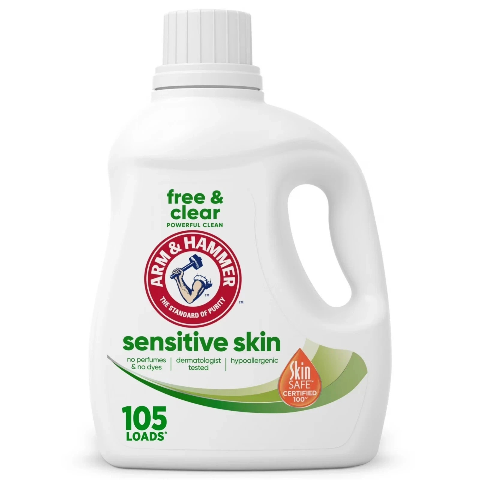ARM & HAMMER Sensitive Skin Free & Clear Liquid Laundry Detergent Soap, 105 fl o